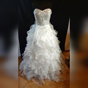 White Ruffled Organza Ball Gown Skirt